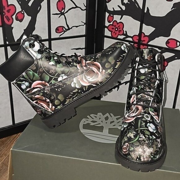 Timberland Waterproof Boots Floral Size 6.5 New - Picture 6 of 7